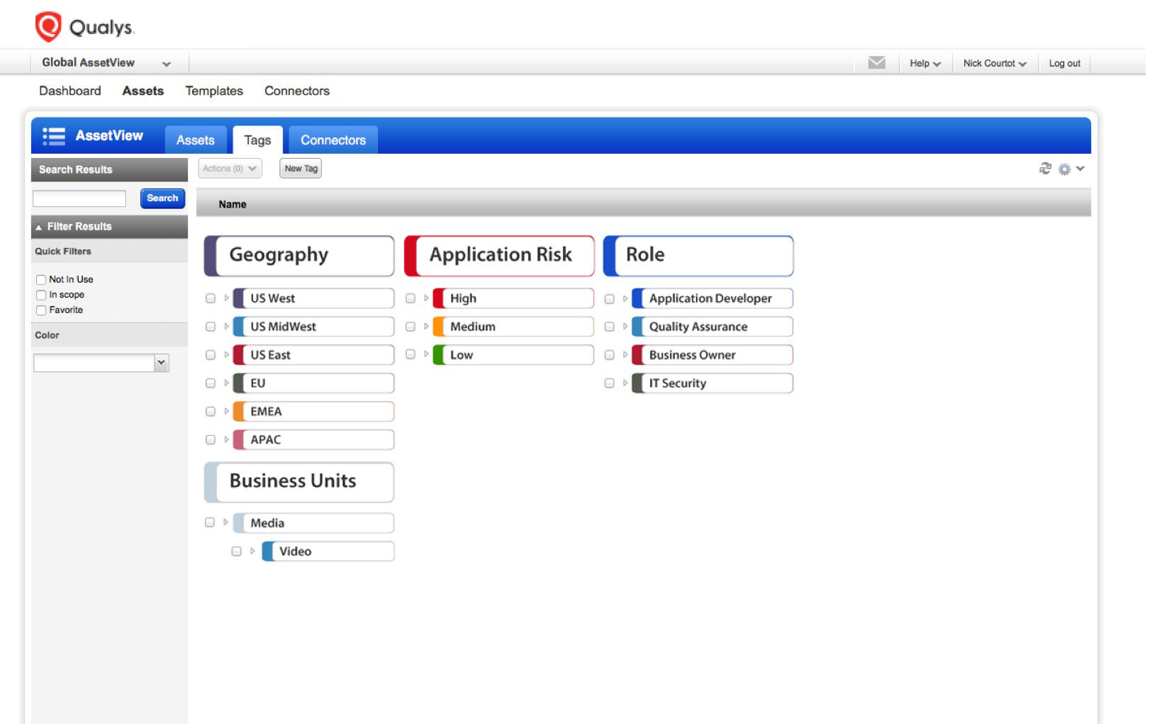 Asset tagging view in Qualys Global AssetView | Qualys, Inc.