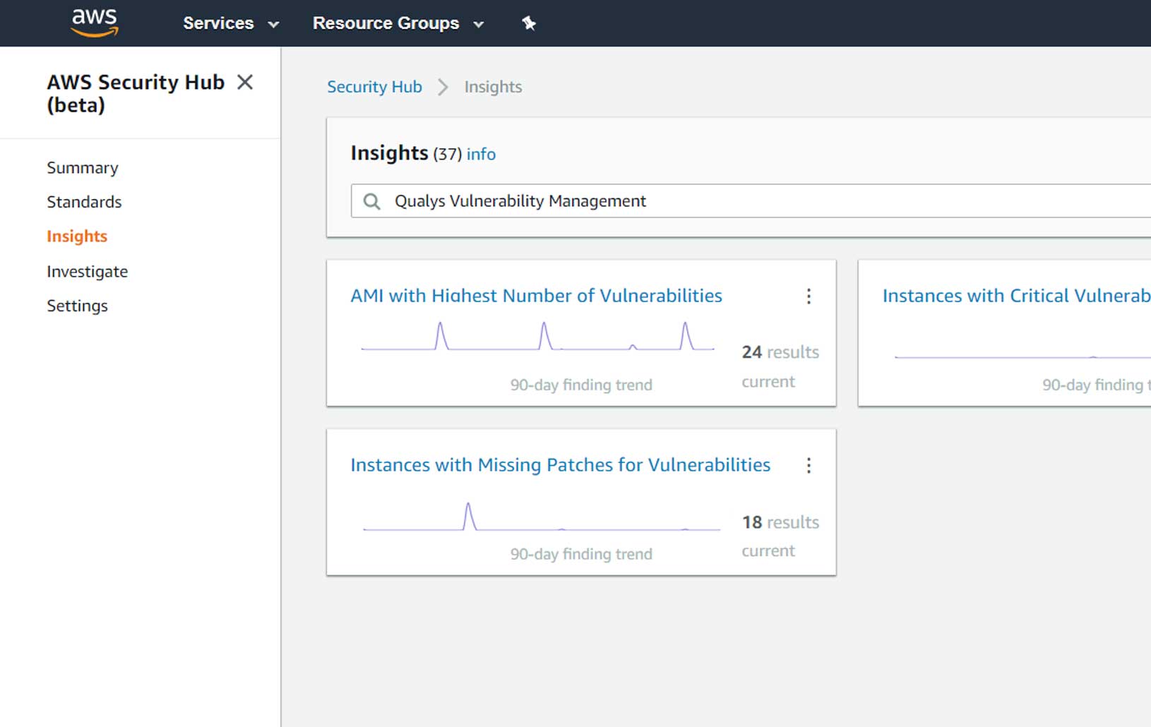 AWS Security Hub integrated with Qualys Vulnerability Management