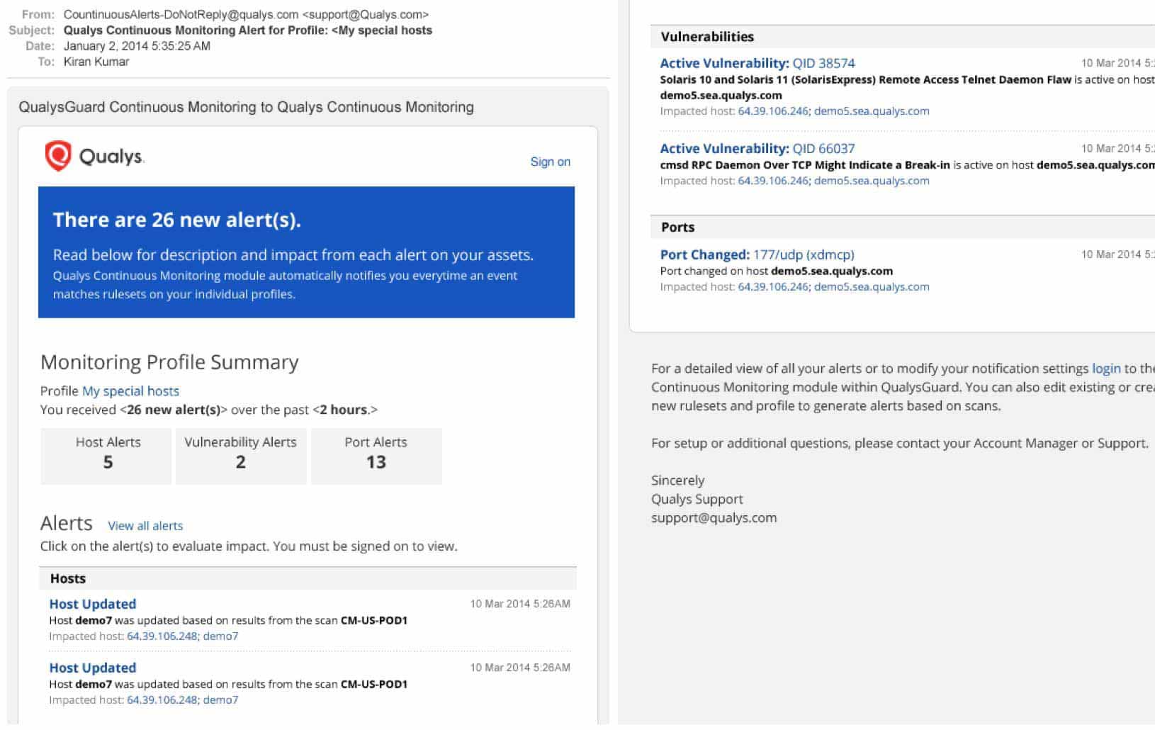 Qualys Continuous Monitoring